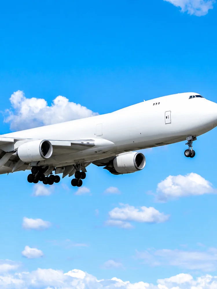 Cargo aircraft against a blue sky